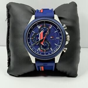 Tommy Hilfiger Clark Multifunction Blue Dial Silicone Model 1792083 Men Watch